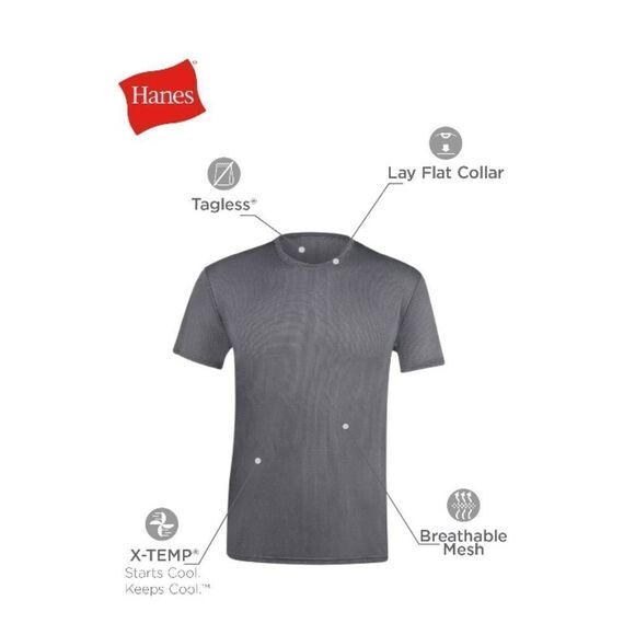 Hanes X-Temp All Day Breathable Mesh Crewneck Undershirt T-Shirt White 3-Pack S - Picture 8 of 9